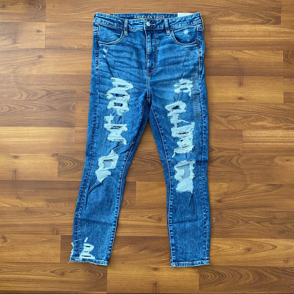 American Eagle Super Hi Rise Jeans size 14 / 32 W - Picture 1 of 11